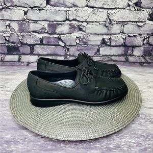 SAS Women's Black Suede Lace Up Slip-on Loafer Casual Shoes Size 8.5 M